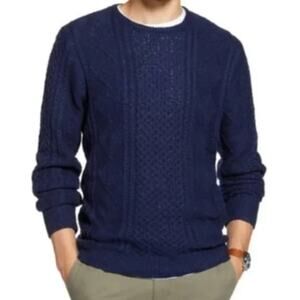 1901 Men's Blue Fisherman Crewneck Sweater Textured Knit Cotton Wool Blend  3XL